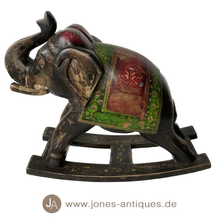 Alter Schaukelelefant - antik-bemalt - handgearbeitet