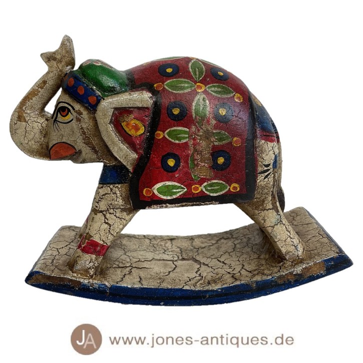 Kleine Schaukelelefanten in Antikfinish - Farbe rot - handgearbeitet