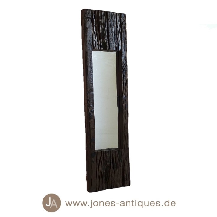 slender mirror with a wide frame made of old wood, size 25 x 150 cm