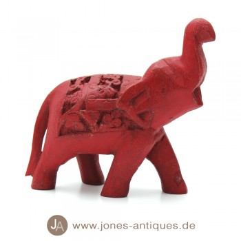 Kleiner Holzelefant - Farbe rot - handgearbeitet