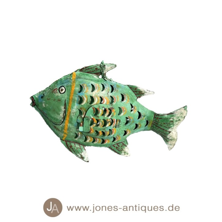 Iron fish lantern in size M in mc-green - handmade