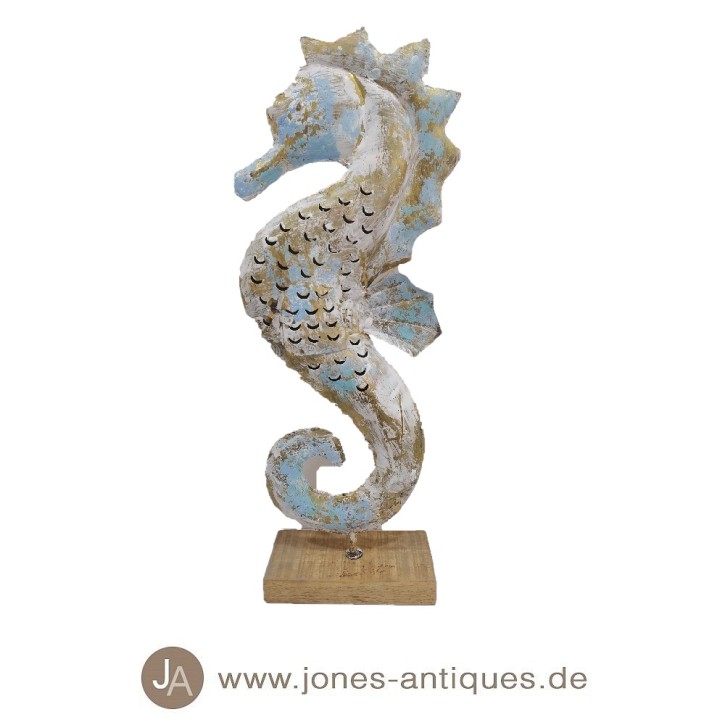 Seahorse in size L on wooden base available as wind light in the color golden-sky - handmade