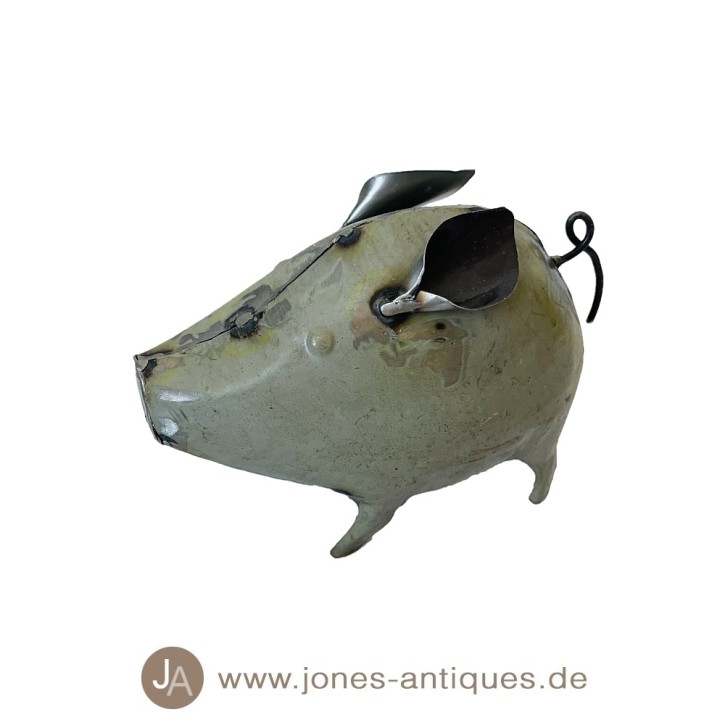 petit cochon en fer - gris antique - fait main