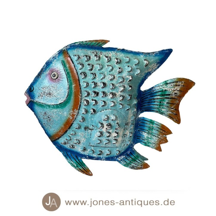 Lanterne grand poisson XL - couleur fer mc-bleu avec optique antirouille - fait à la main