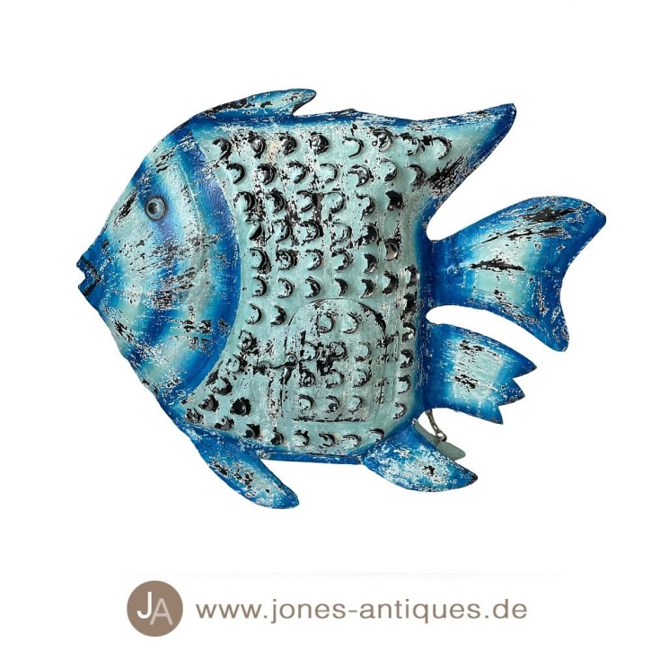 Lanterne grand poisson XL - couleur  lticoleur-turquoisefer avec optique antirouille - fait à la main