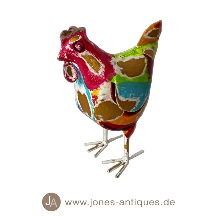 Large sized chicken made of iron in the color mc-gold - handmade
