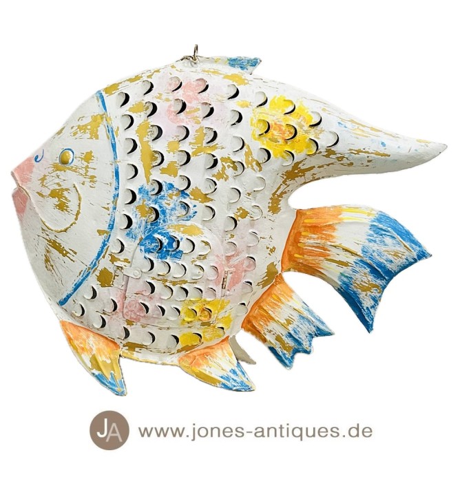 Fish lantern in size XL in the color white-orange-gold - handmade