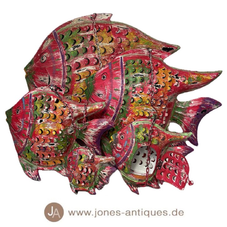 Eolienne poisson en fer disponible en 4 tailles (XS,S,M,L,XL) de couleur multicolor-red - fait main