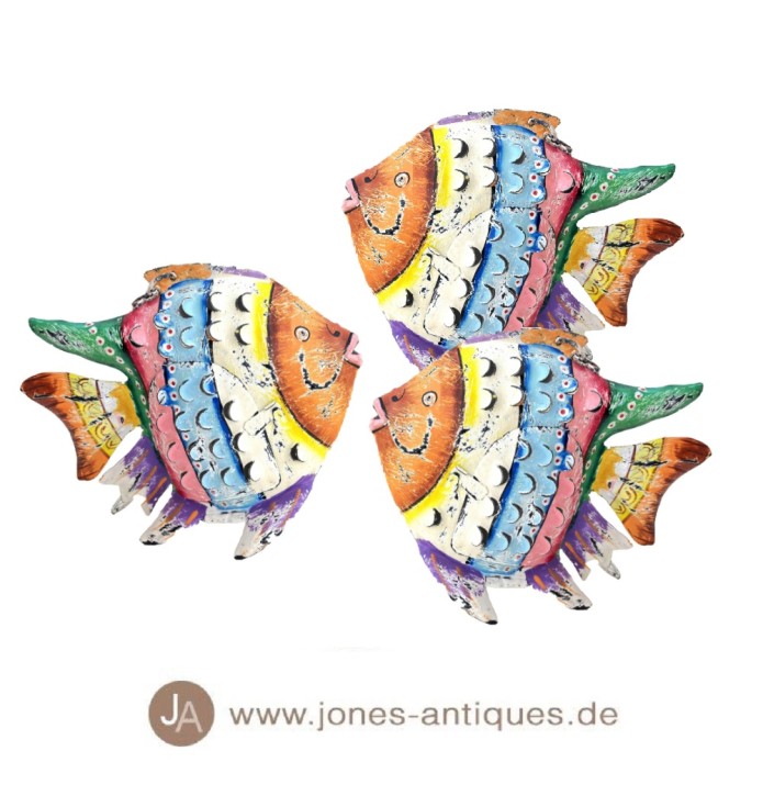 Set of 3 mini fishwind lights made of iron in the color multi colour