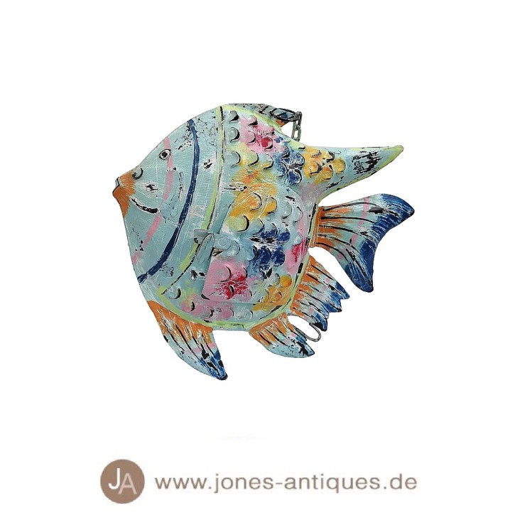 fish lantern made of iron in size S in the color rainbow colour - handmade
