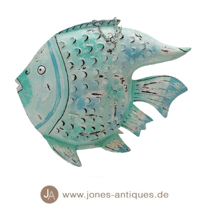 Fish lantern in size L in the color light turquoise - handmade