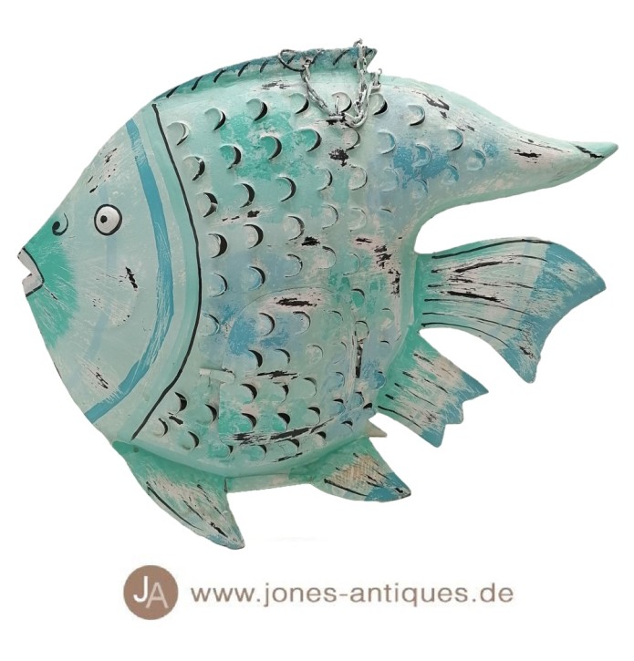 Fish lantern in size XL in the color light turquoise - handmade