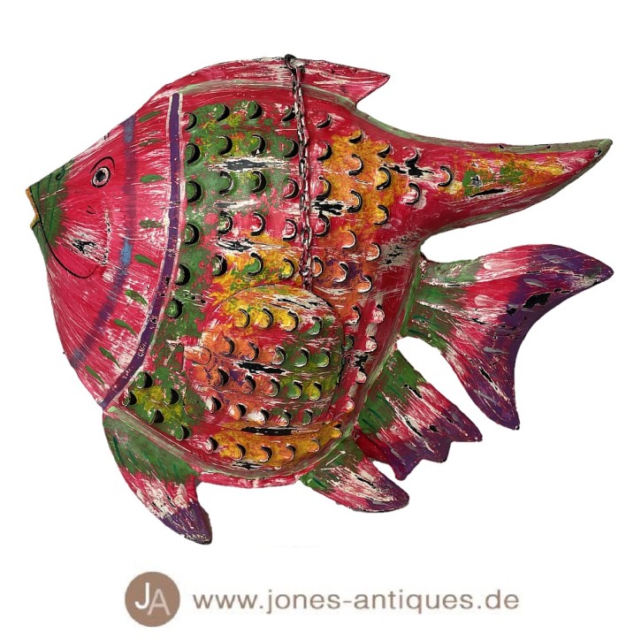 Fish lantern in size XL in the color multicolor-red - handmade