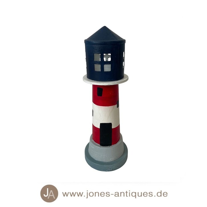 Windlicht Leuchtturm in mittlerer Größe - Kappe abnehmbar - handgearbeitet
