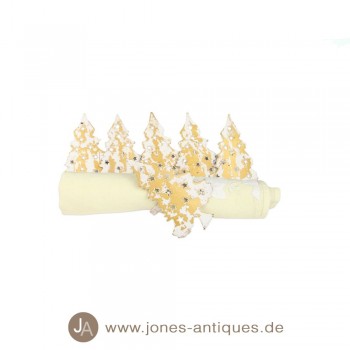 6er Set Serviettenringe - in der Farbe weiß-gold