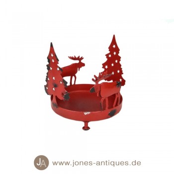 Chandelier "sapin / cerf" - grand, rouge