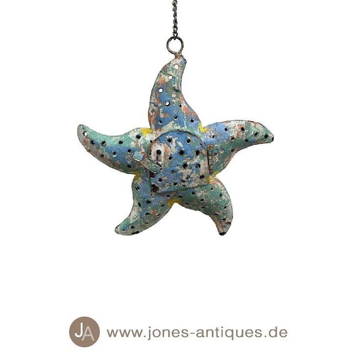 Hanging starfish in size S as a lantern in the color coral reef - handcrafted
