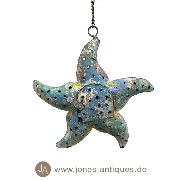 Hanging starfish in size M as a lantern in the color coral reef - handcrafted