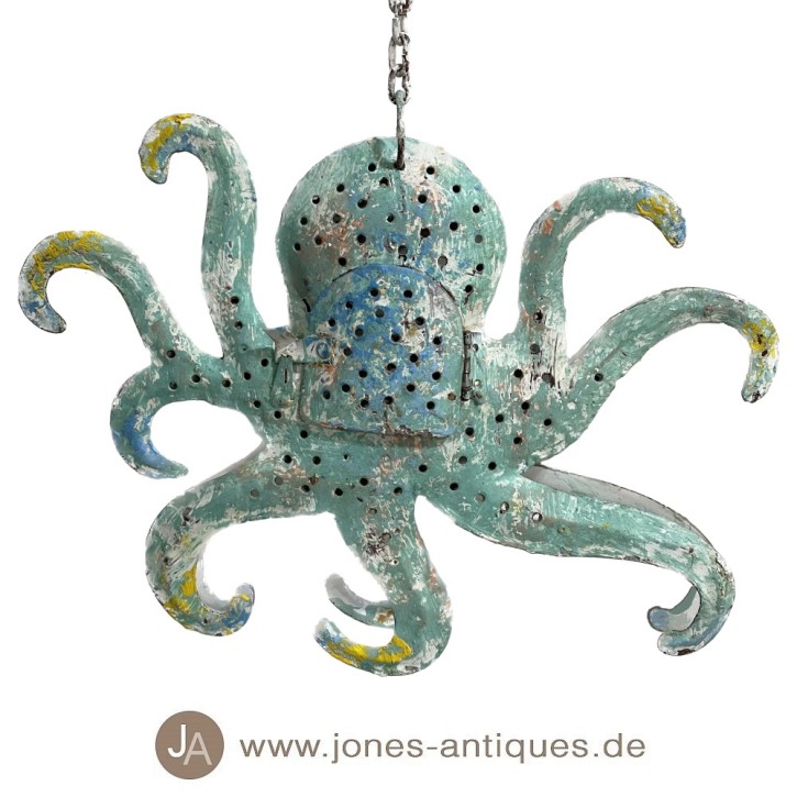Hanging octopus available in size S as a lantern  in the color coral-reef - handmade