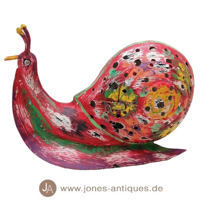 Windlight in the shape of a snail made of iron in the size L - in color spanish sunset