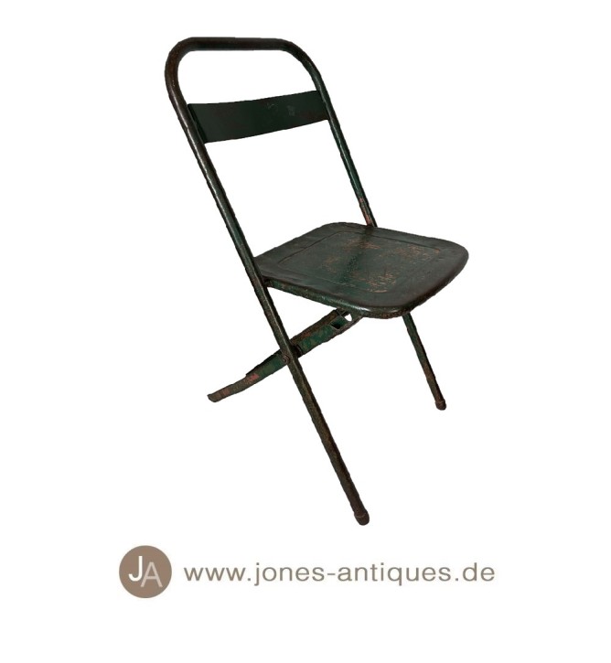 Chaise de cinéma ancienne en fer - couleur vert