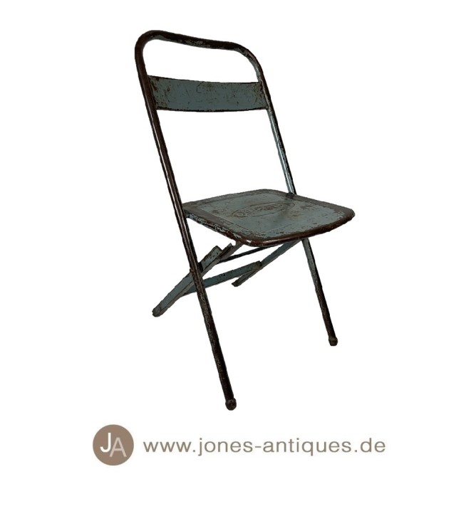 Chaise de cinéma ancienne en fer - couleur gris
