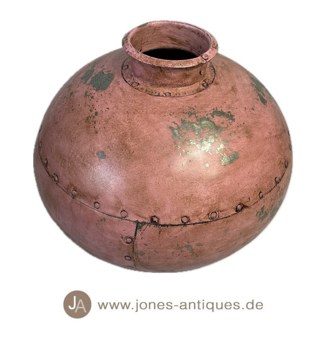 Grands vases indiens anciens en fer - couleur rose