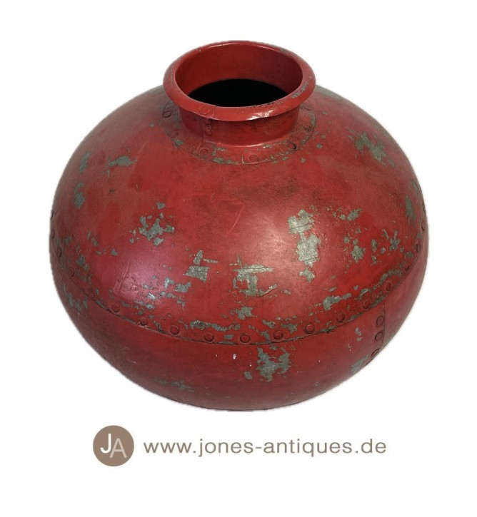 Grands vases indiens anciens en fer - couleur rouge