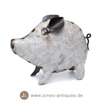 medium iron pig - in antique-white - handmade