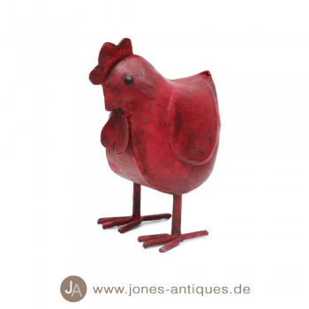 Huhn aus Eisen in der Farbe rot – handgearbeitet