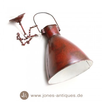 Tulpenlampe aus Eisen mit Kette - handgearbeitet in rot