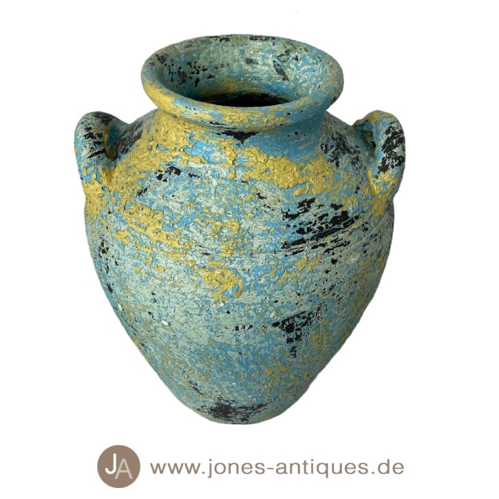 Indian clay vase in the pastel color turquoise - each vase is unique