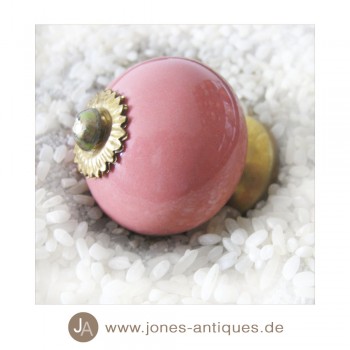 Keramik-Knauf Kugelform - handgearbeitet - Farbe rosa/gold