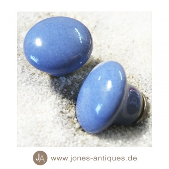Keramik-Knauf Pilzform - handgearbeitet - Farbe hellblau