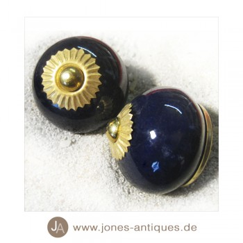 Keramik-Knauf Kugelform - handgearbeitet - Farbe dunkelblau