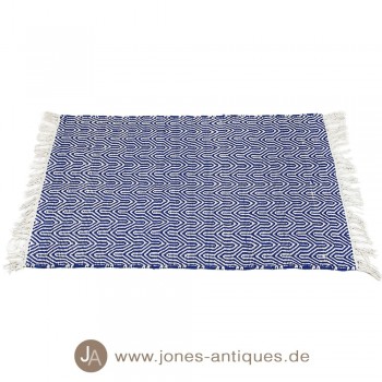 Kleiner Teppich in der Farbe blau/weiß 60 x 90 cm