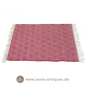 Kleiner Teppich in der Farbe rot/weiß 60 x 90 cm