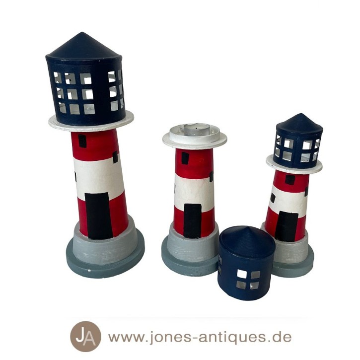 Windlicht Leuchtturm in unterschiedlichen Größen - Kappe abnehmbar - handgearbeitet