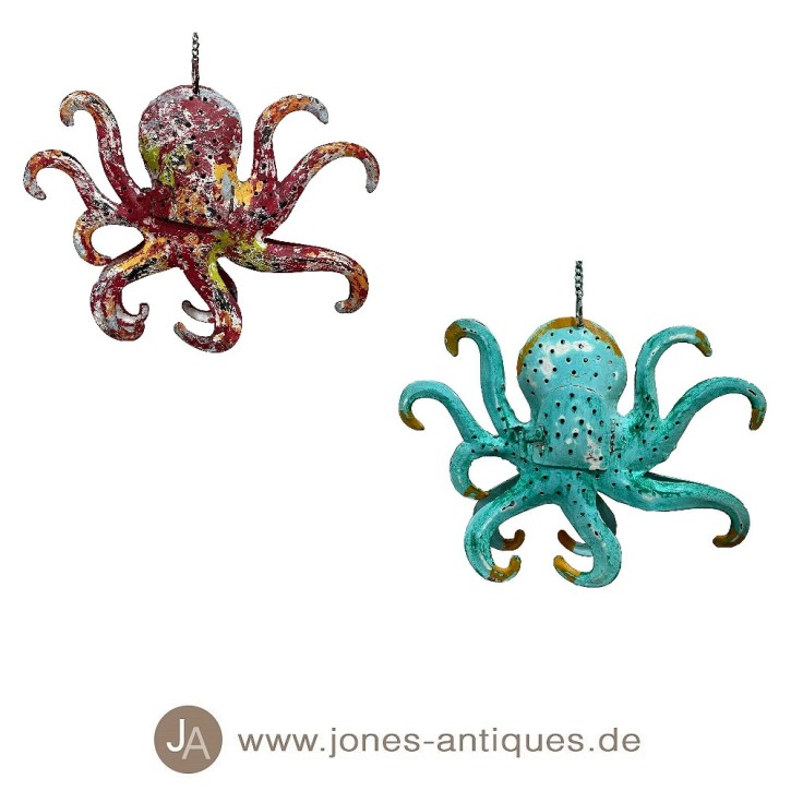 Hängender Octopus in der Größe S als Windlicht in unterschiedlichen Farben erhätlich - handgearbeitet