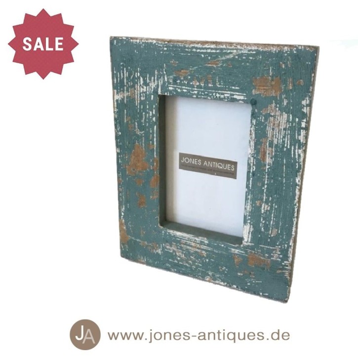 Fotorahmen aus recycelten Hölzern - Farbe dunkeltürkis
