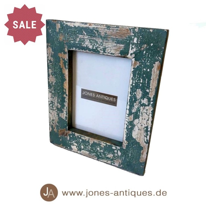 Fotorahmen aus recycelten Hölzern - in dunkeltürkis
