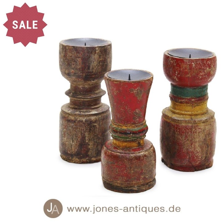 Candlesticks from old table legs - low version - various colors