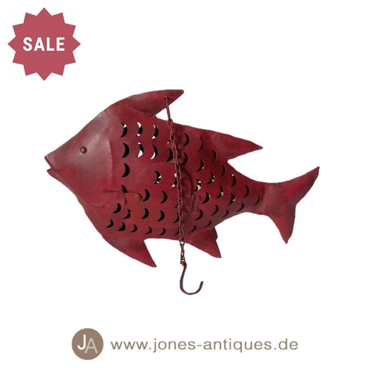 Small fish wind light made of iron, color red - handmade