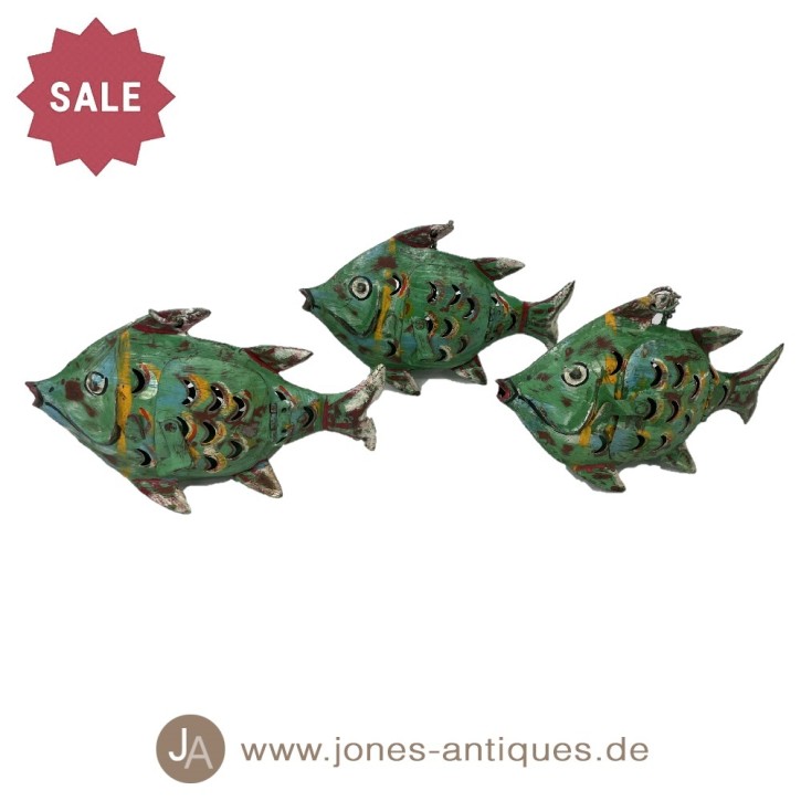 Set de 3 mini lampes fishwind en fer vert