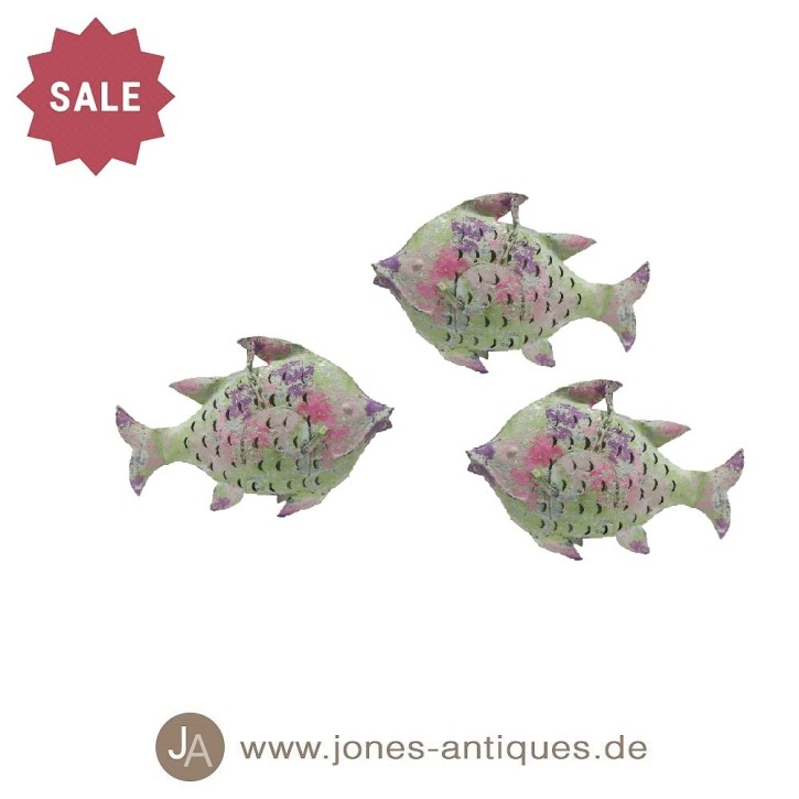 Ensemble de 3 mini lampes Fishwind en fer, finition green-lilac