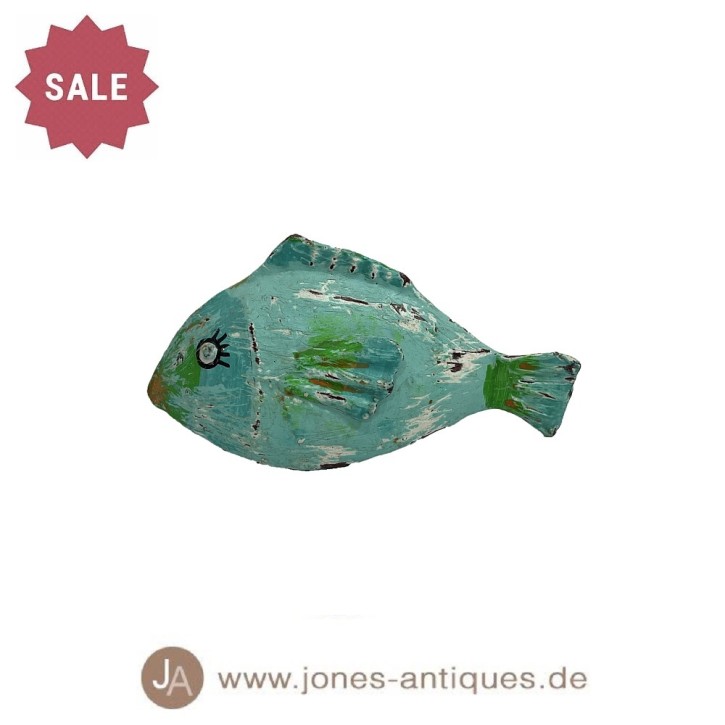 3er-Set Mini-Dekofische aus Eisen in der Größe XS in der Farbe multi-türkis - handgearbeitet