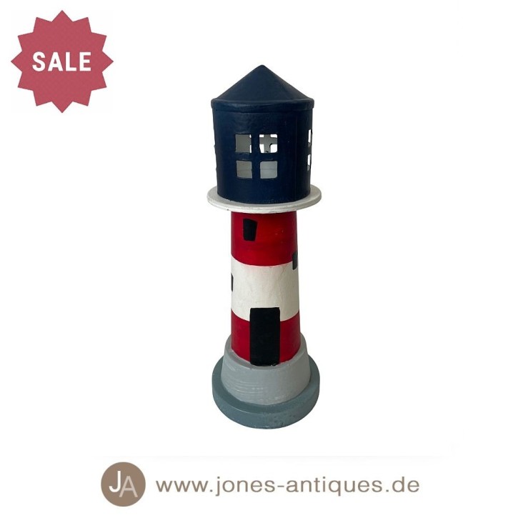 Windlicht Leuchtturm in mittlerer Größe - Kappe abnehmbar - handgearbeitet