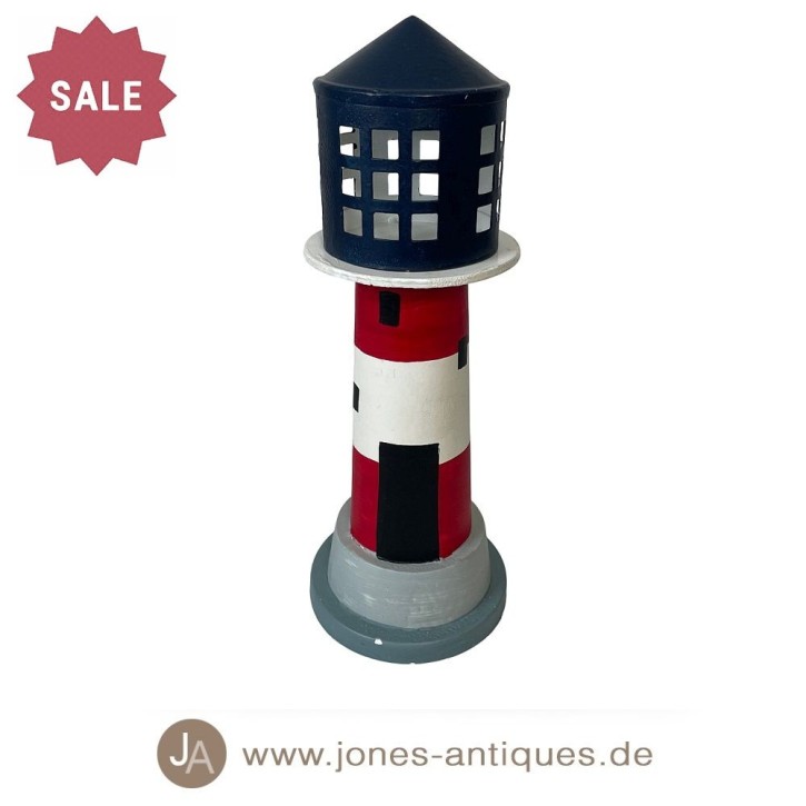 Windlicht Leuchtturm in großer Größe - Kappe abnehmbar - handgearbeitet