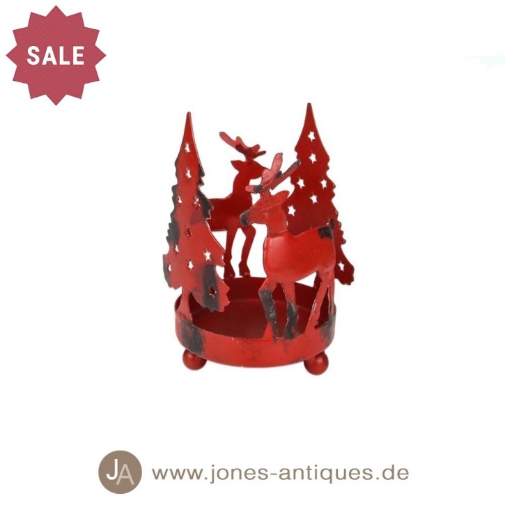 Kerzenhalter "Tanne" -  kleine Größe - Farbe rot