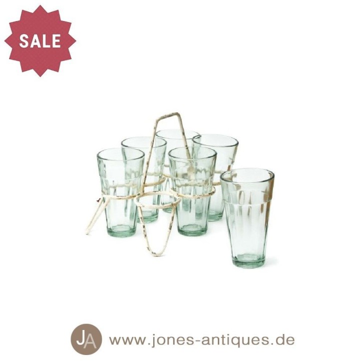 Chai tea glasses on stand - color white